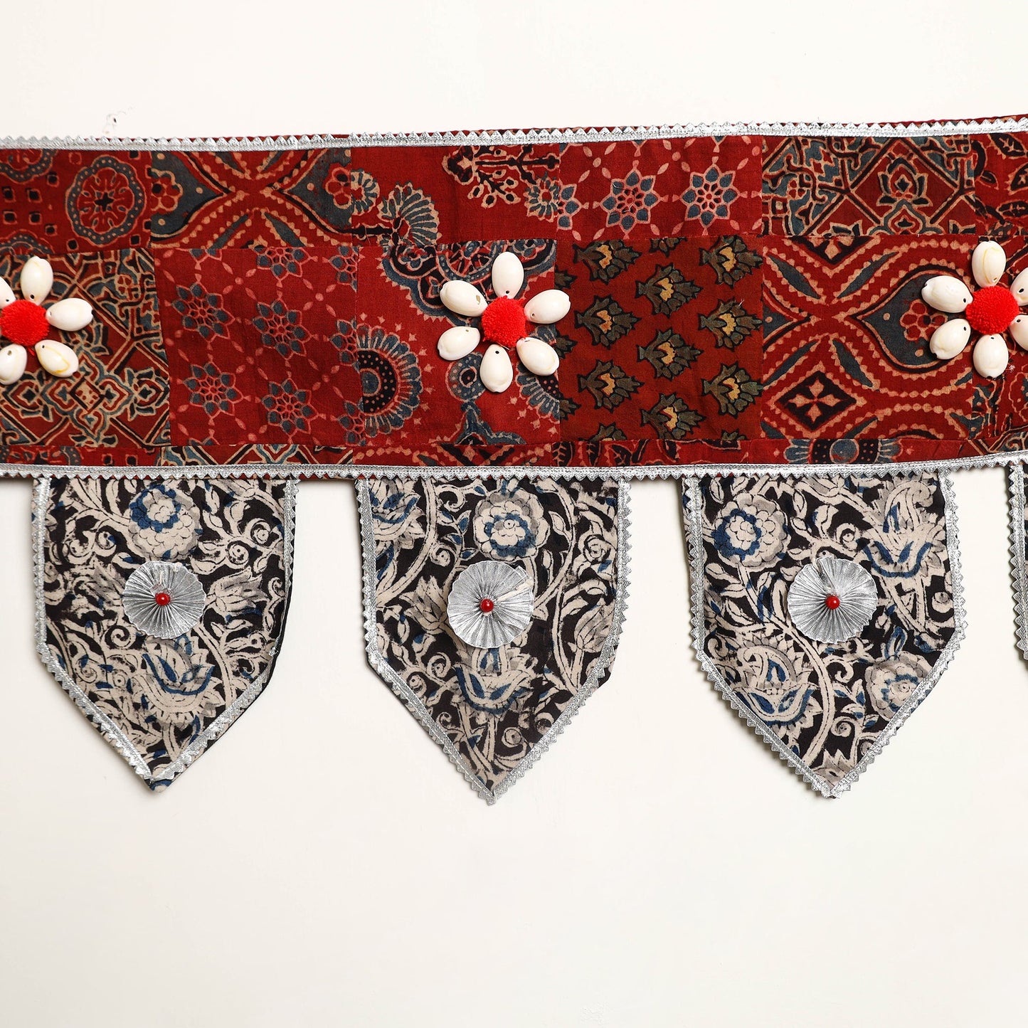 Handmade Shell Work Fabric Toran for Home Decor