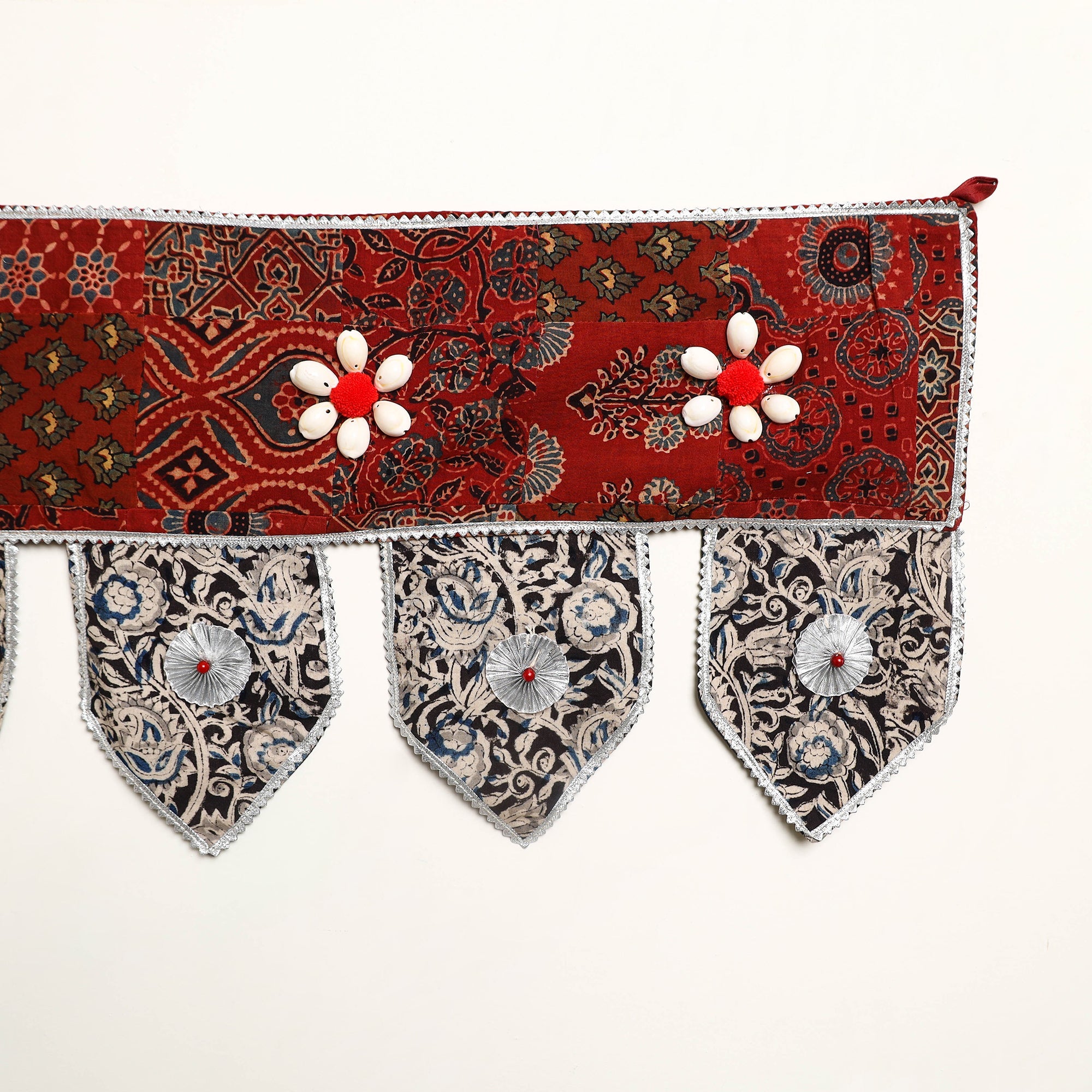 Handmade Shell Work Fabric Toran for Home Decor