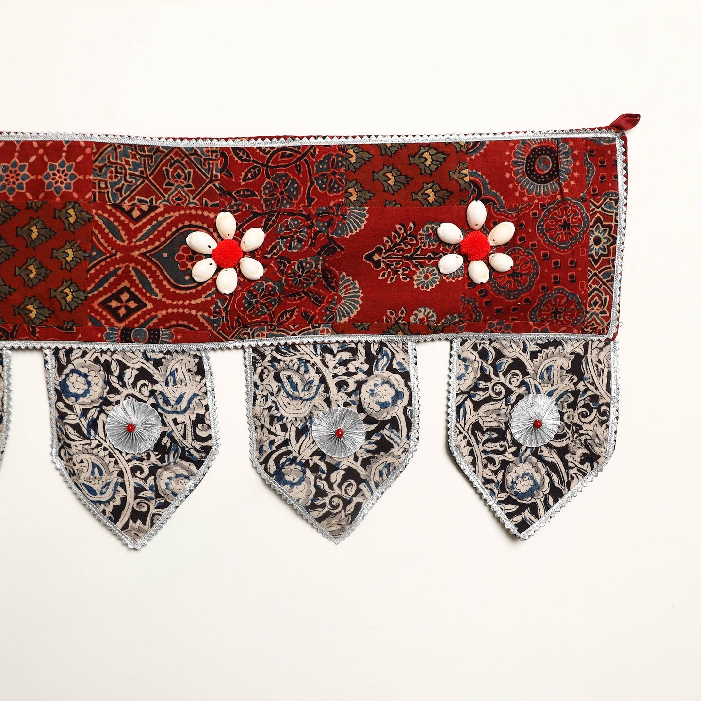 Handmade Shell Work Fabric Toran for Home Decor