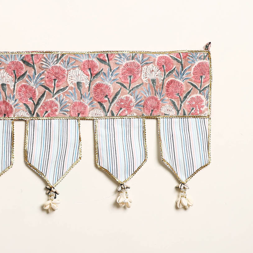 Handmade Shell Work Fabric Toran for Home Decor