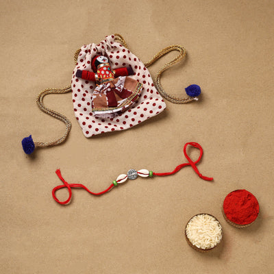 Handmade shell work rakhi 141 - handcrafted