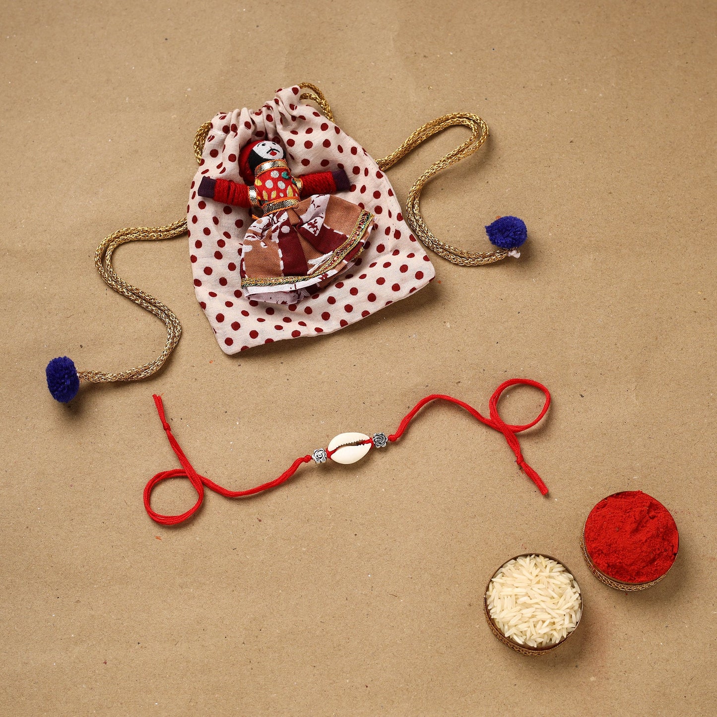 Handmade shell work rakhi 148 - handcrafted