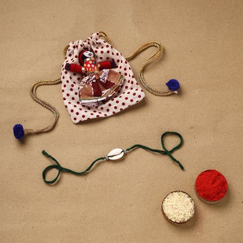 Handmade shell work rakhi 149 - handcrafted