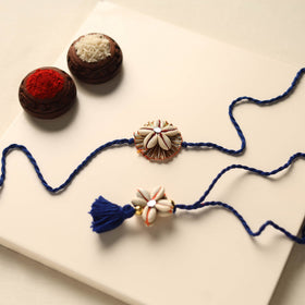 Handmade Shell Work Rakhi & Lumba Set