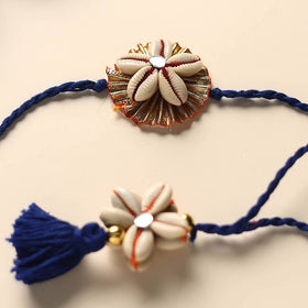 Handmade Shell Work Rakhi & Lumba Set