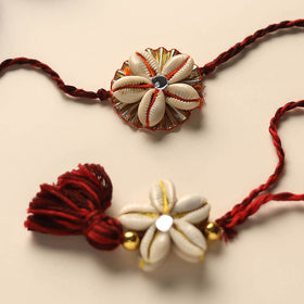 Handmade Shell Work Rakhi & Lumba Set