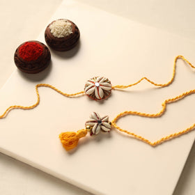 Handmade Shell Work Rakhi & Lumba Set