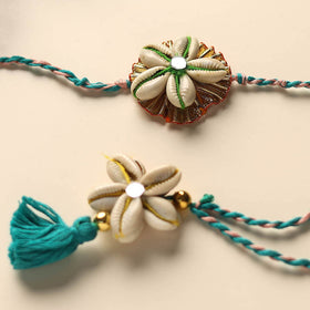 Handmade Shell Work Rakhi & Lumba Set