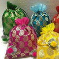 Handmade silk fabric potli bag with personalized
