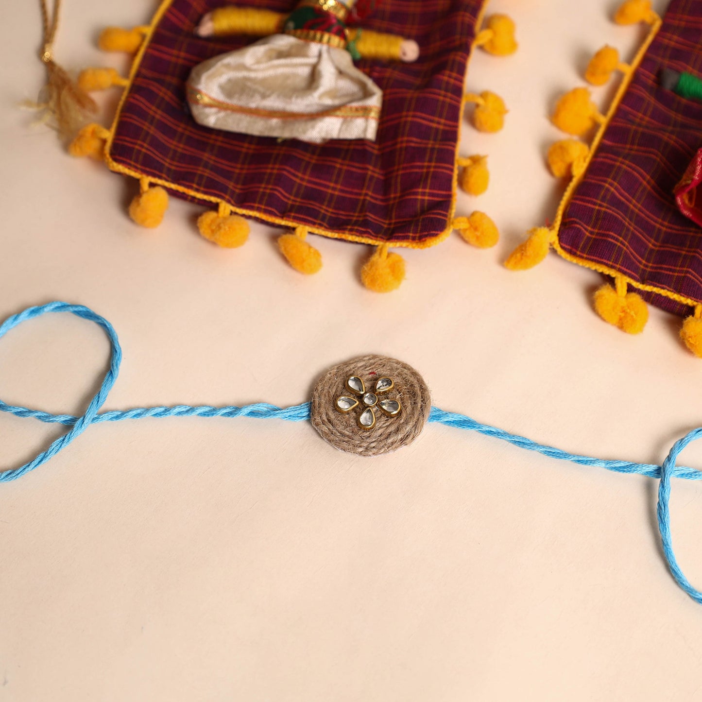  Handmade Stone Work Jute Rakhi (Set Of 2)
