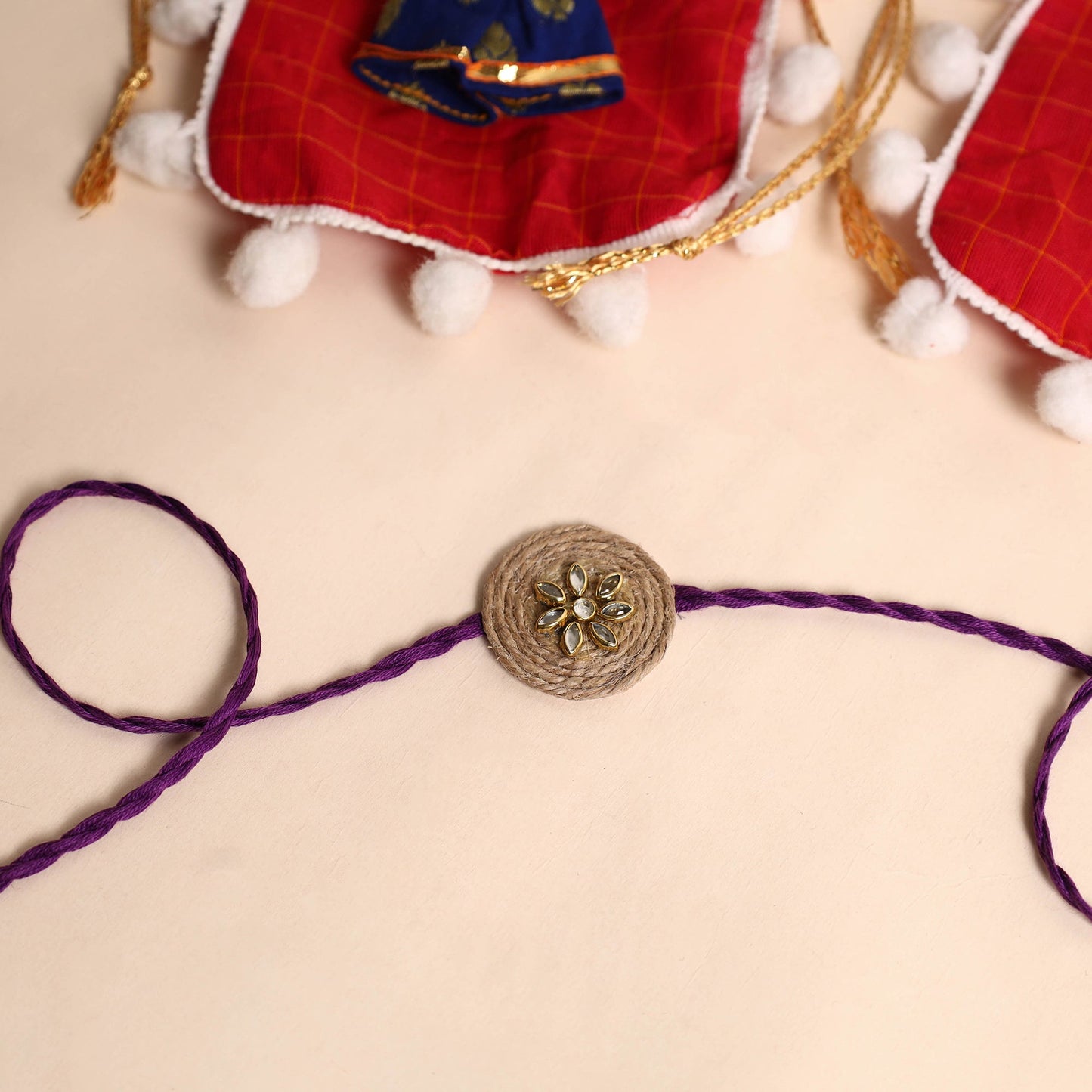  Handmade Stone Work Jute Rakhi (Set Of 2)