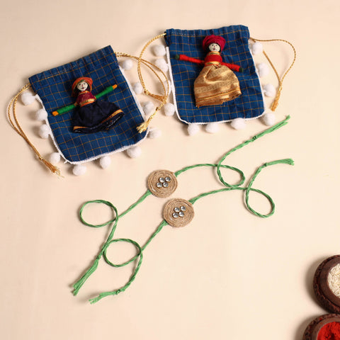  Handmade Stone Work Jute Rakhi (Set Of 2)