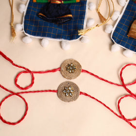  Handmade Stone Work Jute Rakhi (Set Of 2)