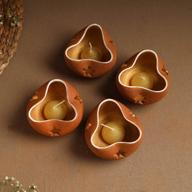 Handmade Terracotta Chirag Candle Holder (Set of 4)