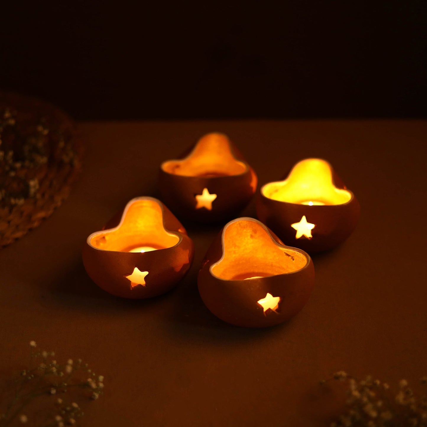 Handmade Terracotta Chirag Candle Holder (Set of 4)