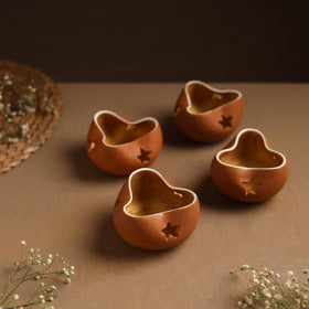 Handmade Terracotta Chirag Candle Holder (Set of 4)