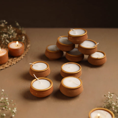  Handmade Terracotta Handi Candle (Set of 10) 