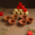 Handmade Terracotta Hat Pot Candle Holder Set of 6 with 12 Candles 