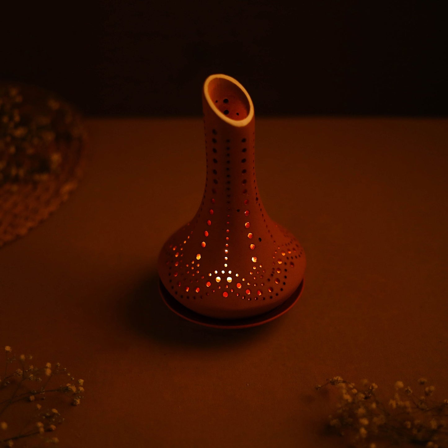 Handmade Terracotta Strow 0.5 Tealight Holder