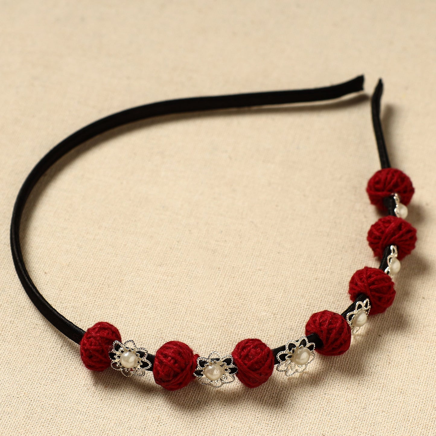  Handmade Thread & Bead Work Hair Band 04 