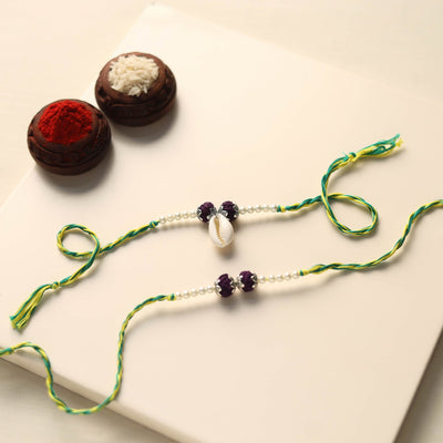Handmade Thread & Bead Work Rakhi & Lumba Set
