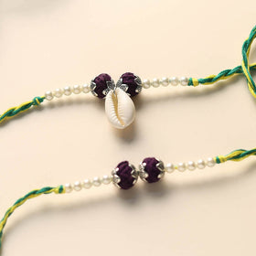 Handmade Thread & Bead Work Rakhi & Lumba Set