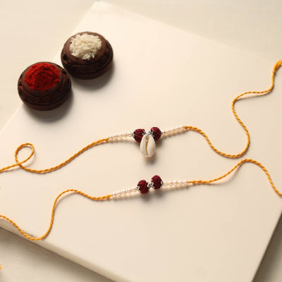 Handmade Thread & Bead Work Rakhi & Lumba Set
