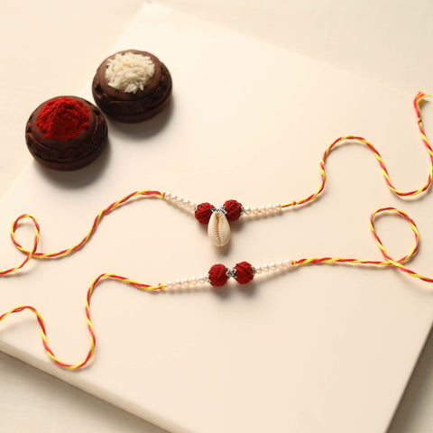 Handmade Thread & Bead Work Rakhi & Lumba Set