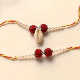 Handmade Thread & Bead Work Rakhi & Lumba Set