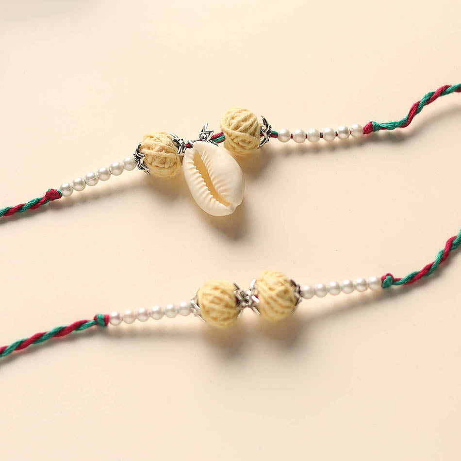 Handmade Thread & Bead Work Rakhi & Lumba Set