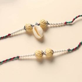 Handmade Thread & Bead Work Rakhi & Lumba Set