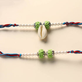 Handmade Thread & Bead Work Rakhi & Lumba Set