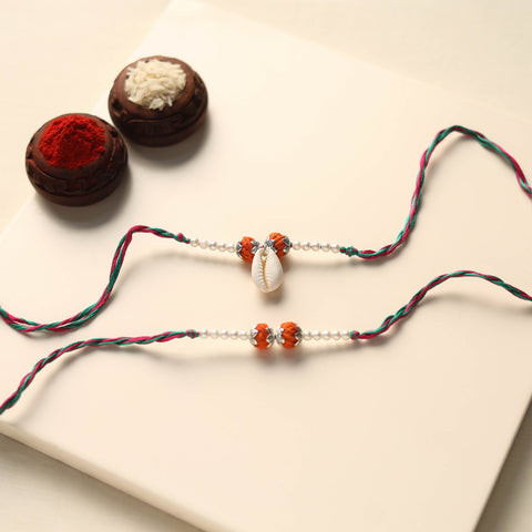 Handmade Thread & Bead Work Rakhi & Lumba Set