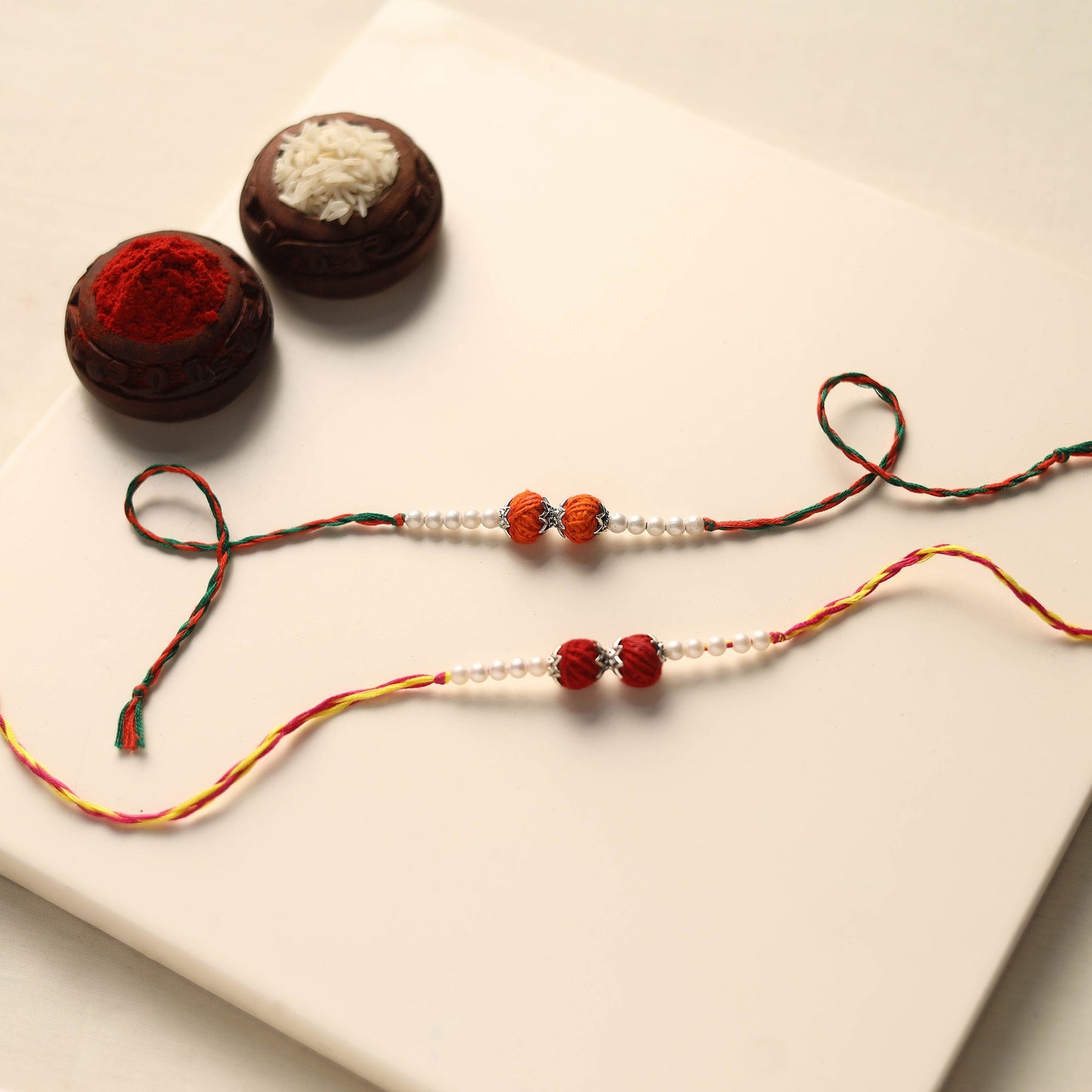Handmade Thread & Bead Work Rakhi (Set of 2)