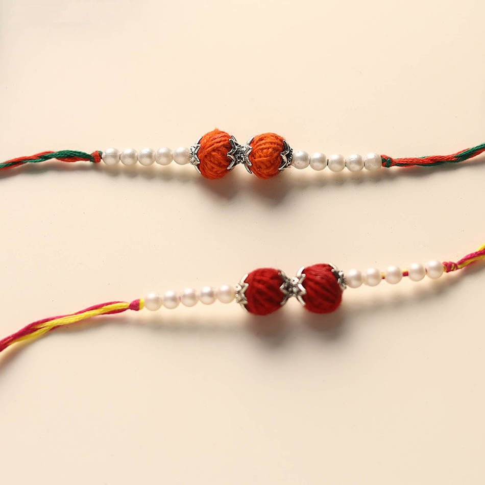 Handmade Thread & Bead Work Rakhi (Set of 2)