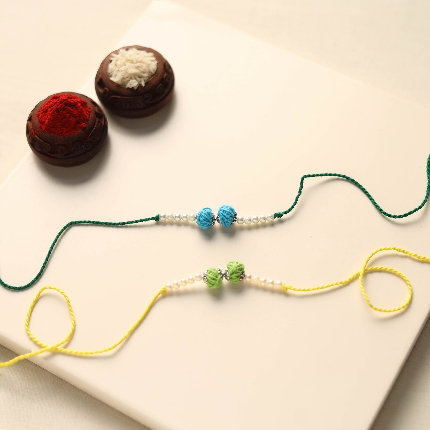 Handmade Thread & Bead Work Rakhi (Set of 2)