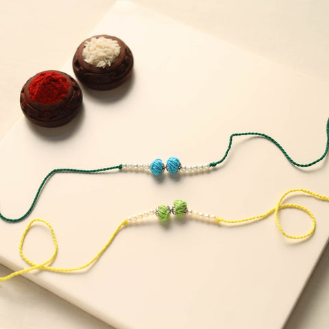 Handmade Thread & Bead Work Rakhi (Set of 2)