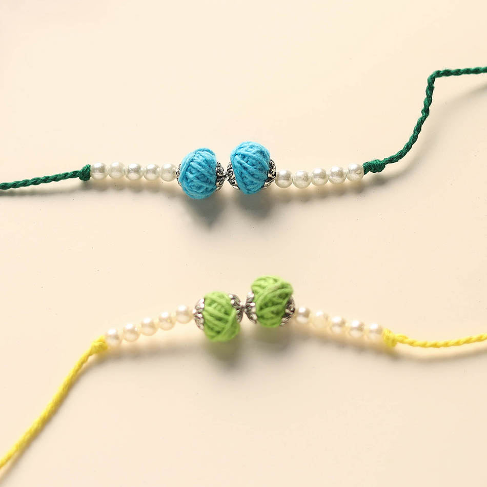 Handmade Thread & Bead Work Rakhi (Set of 2)