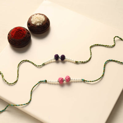 Handmade Thread & Bead Work Rakhi (Set of 2)