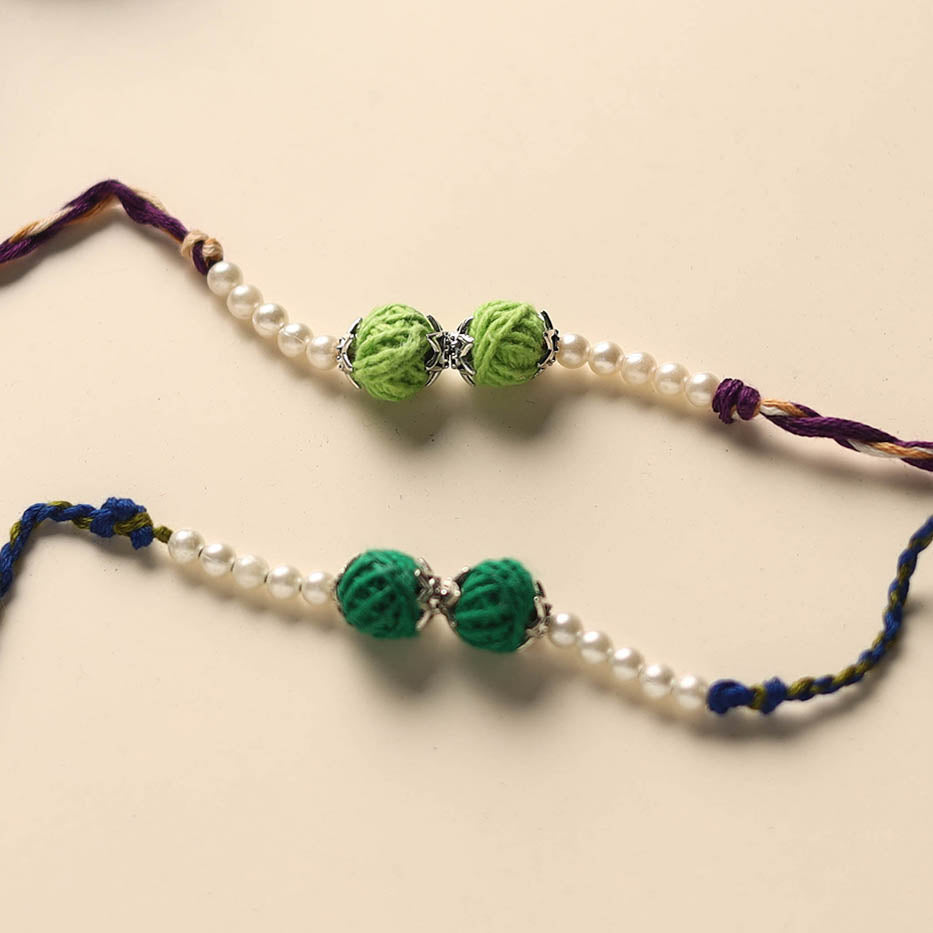 Handmade Thread & Bead Work Rakhi (Set of 2)