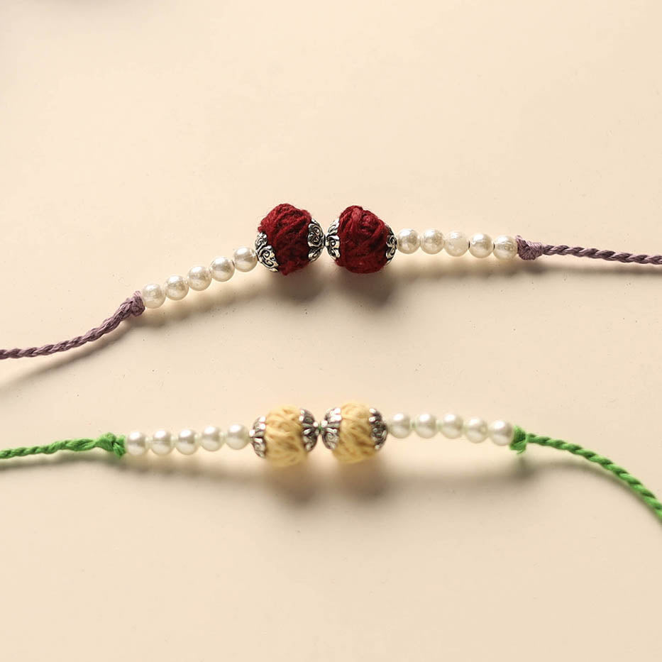 Handmade Thread & Bead Work Rakhi (Set of 2)