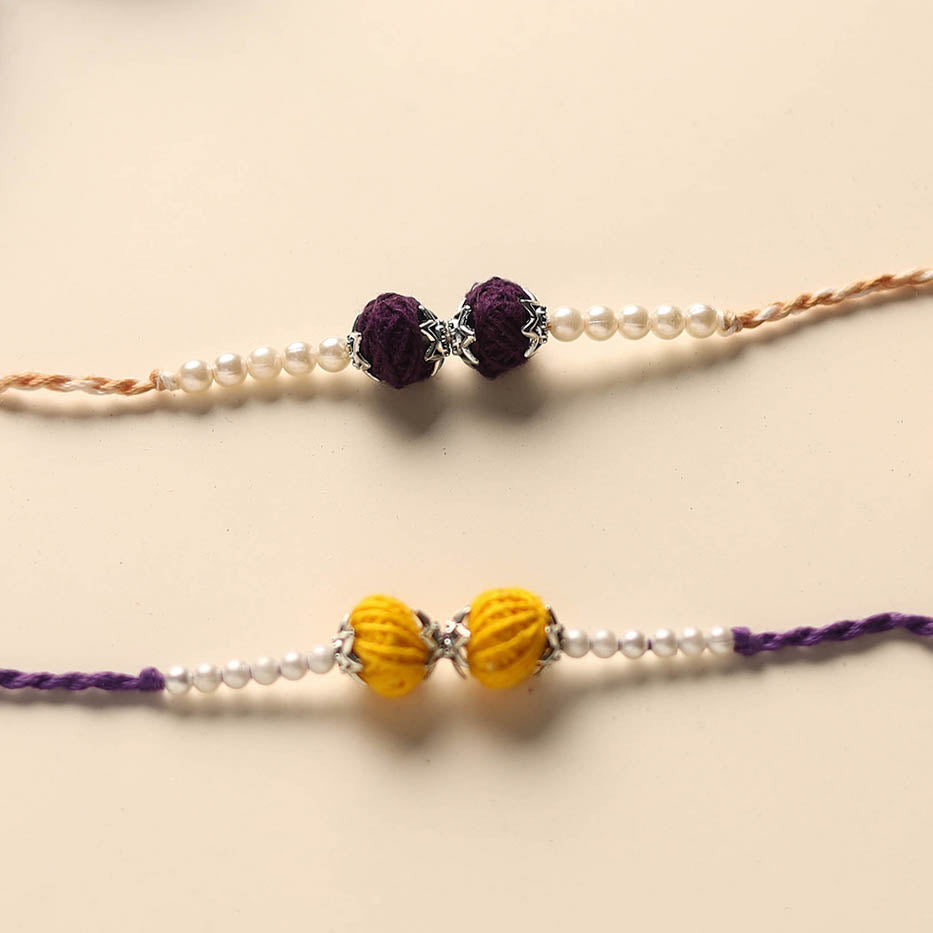 Handmade Thread & Bead Work Rakhi (Set of 2)