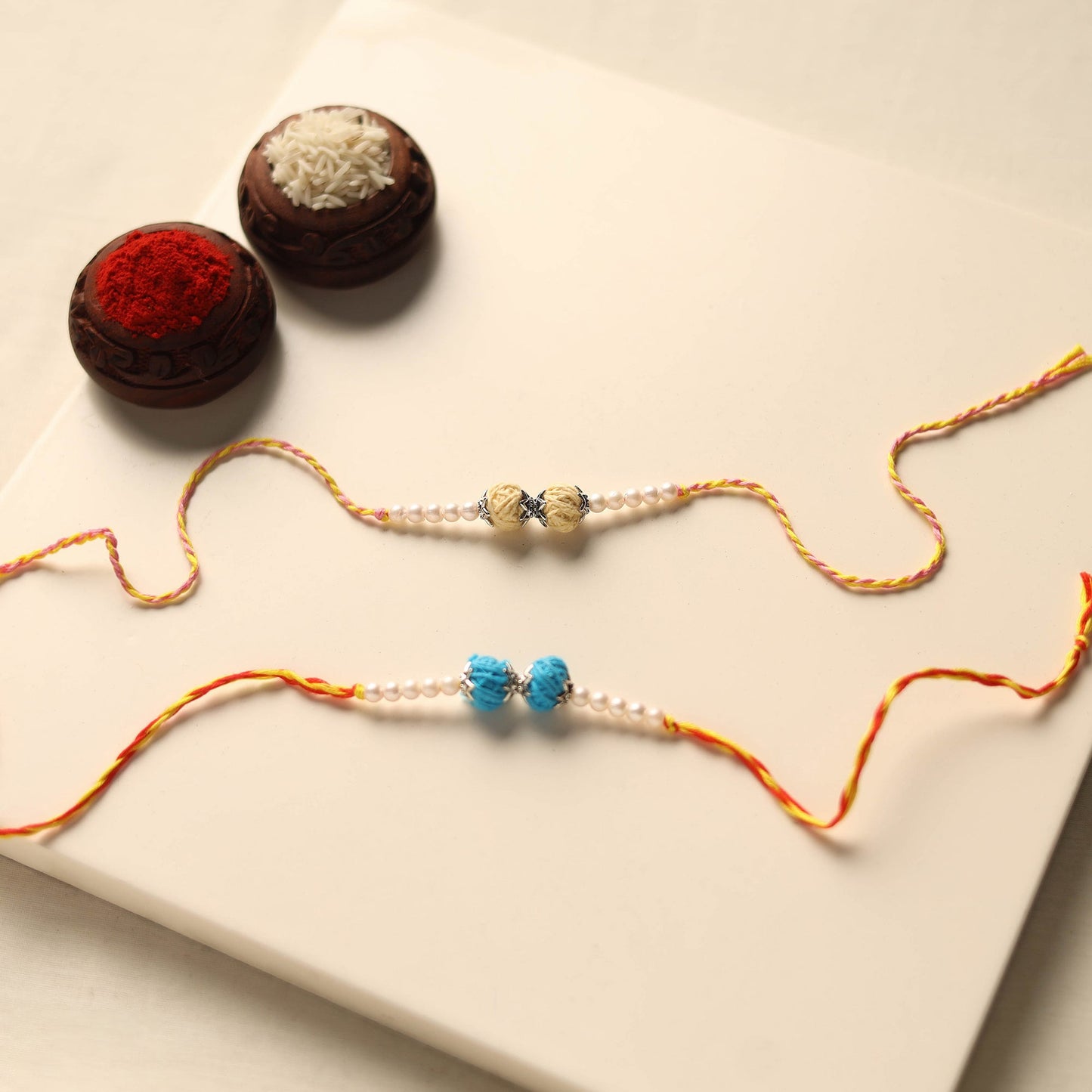 Handmade Thread & Bead Work Rakhi (Set of 2)