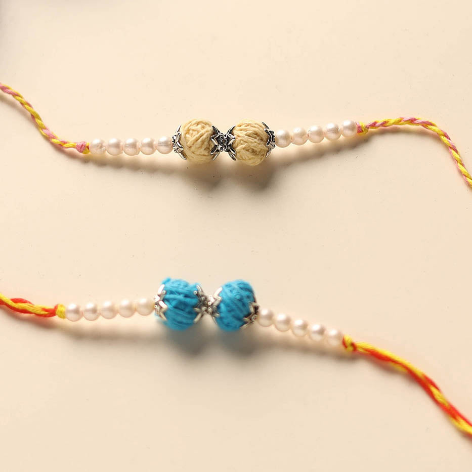 Handmade Thread & Bead Work Rakhi (Set of 2)