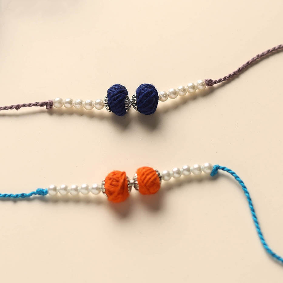 Handmade Thread & Bead Work Rakhi (Set of 2)