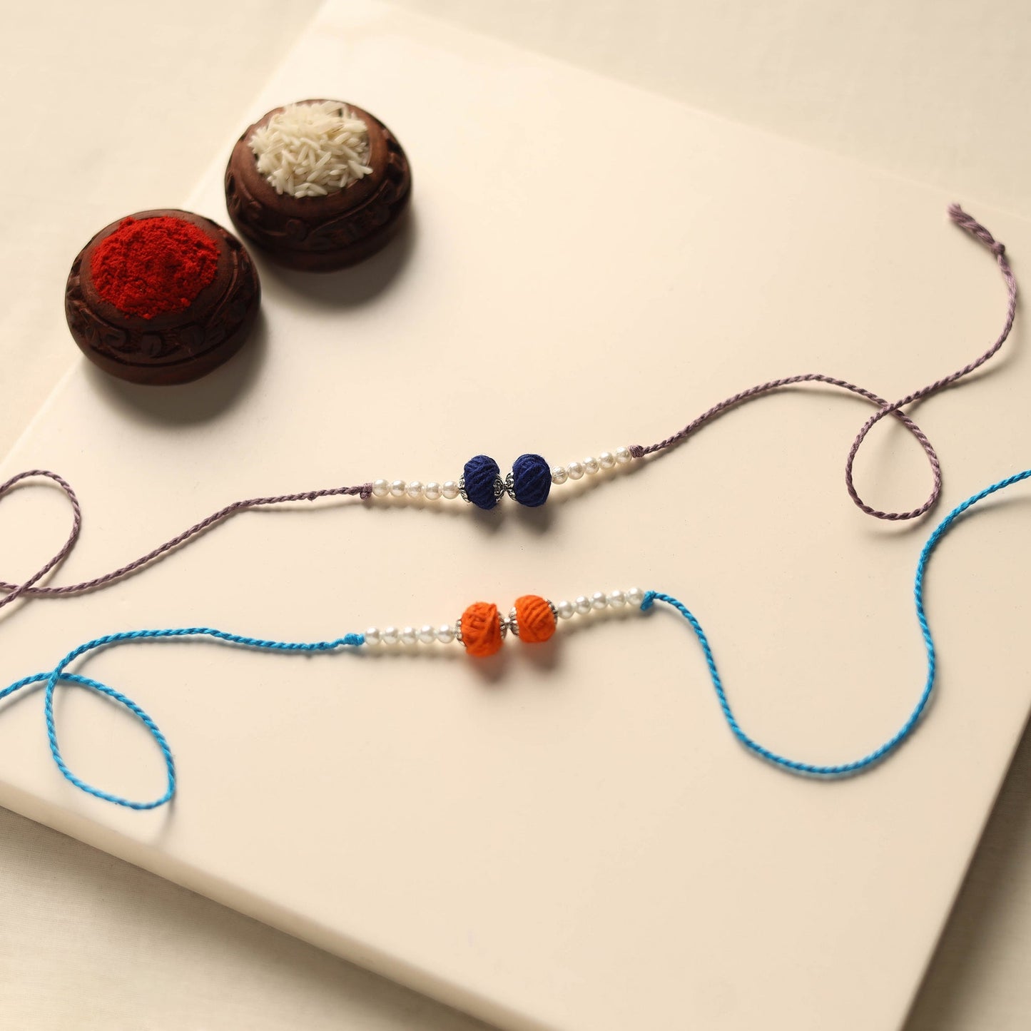 Handmade Thread & Bead Work Rakhi (Set of 2)