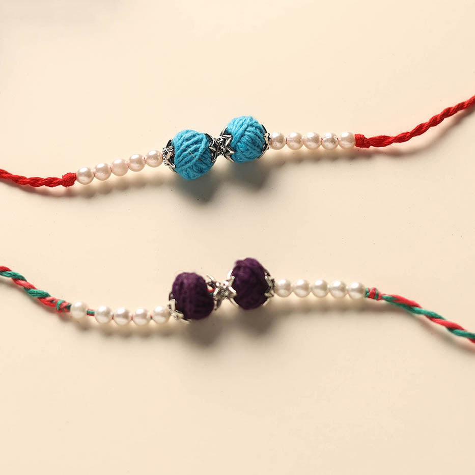 Handmade Thread & Bead Work Rakhi (Set of 2)