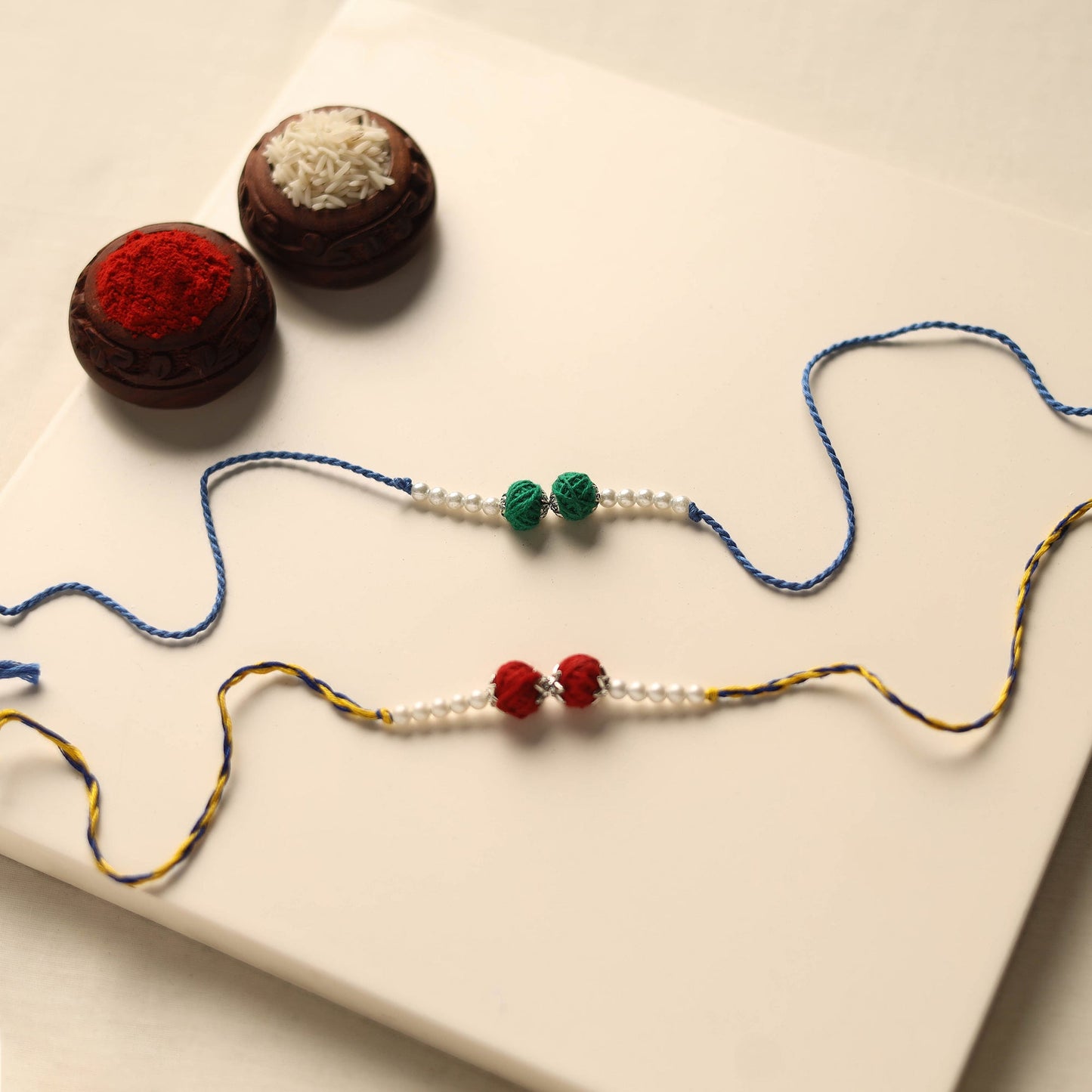 Handmade Thread & Bead Work Rakhi (Set of 2)