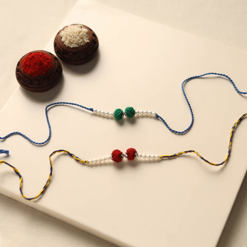 Handmade Thread & Bead Work Rakhi (Set of 2)