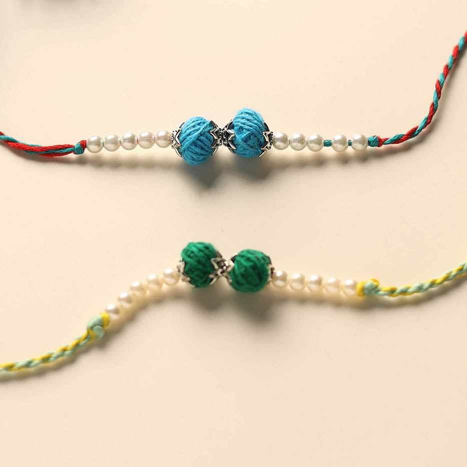 Handmade Thread & Bead Work Rakhi (Set of 2)
